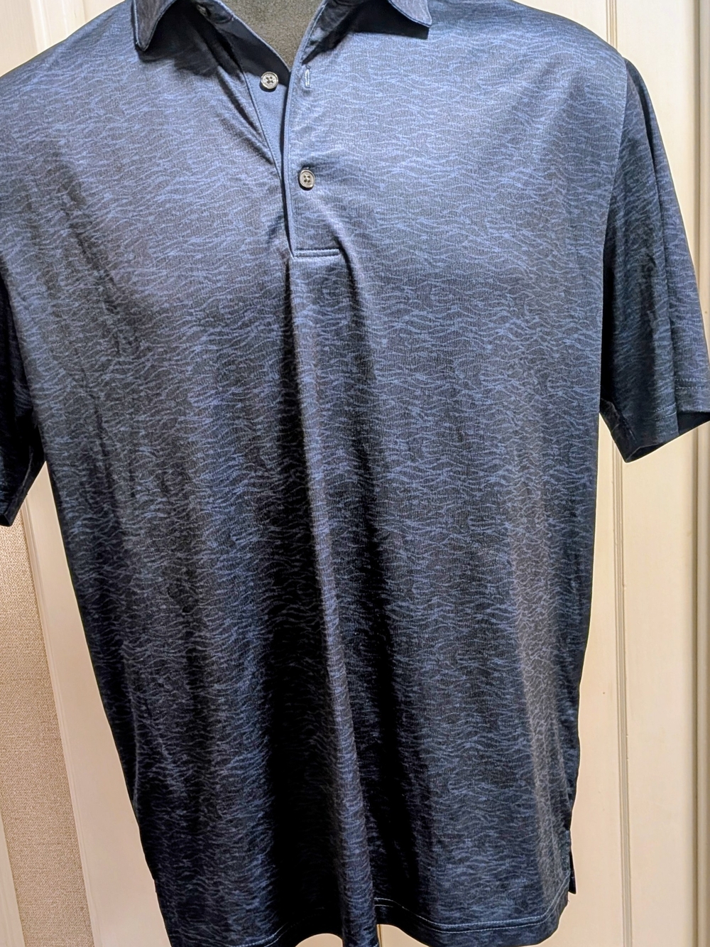 Greg Norman Collection Navy Heather Polo with Subtle Texture